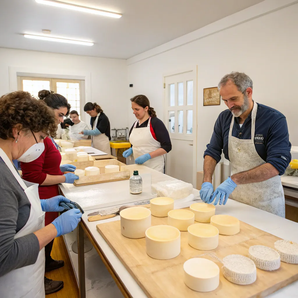 Cheese making class in session